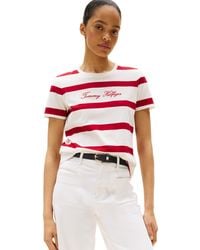 Tommy Hilfiger - Camiseta de manga corta Mujer Script con cuello redondo - Lyst
