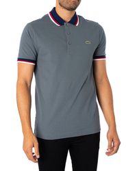 Lacoste - Striped Collar Polo Shirt - Lyst