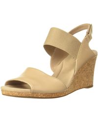 Clarks - Lafley Lily Hook & Loop Beige Other Leather S Wedges 261500314 - Lyst