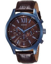 Guess - Analogue Quartz Watch With Leather Strap W0789g2 - Lyst