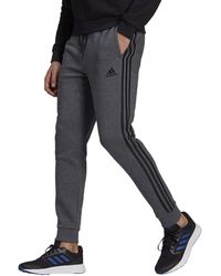 adidas - Standard Essentials Fleece Tapered Cuff 3-Stripes Pants - Lyst