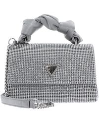 Guess - Lua Top Handle Flap Bag Silver - Lyst