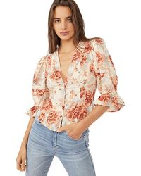 Free People I Found You Printed Blouse - White