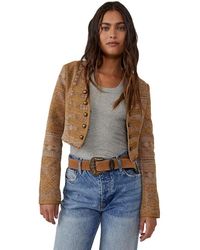 Free People Juliette Cropped Jacket Gold Combo - Multicolor
