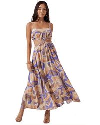 Astr Eartha Floral Plunge Tie Waist Maxi Dress in Purple | Lyst