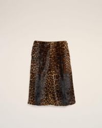 Ami Paris - Leopard Print Midi Goat Leather Skirt - Lyst