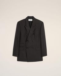Ami Paris - Double Breasted Striped Wool Blazer - Lyst