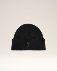 Ami Paris - Ami De Coeur Mütze Aus Schwarzer Wolle Schwarz - Lyst
