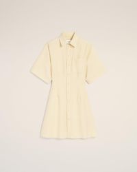 Ami Paris - Robe Jaune Chemise Manches Courtes En Laine - Lyst