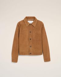 Ami Paris - Goat Leather Ami De Coeur Buttoned Jacket - Lyst