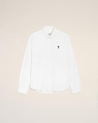 Ami Paris - Ami De Coeur Button-Down-Hemd Aus Weißer Baumwolle Weiß - Lyst