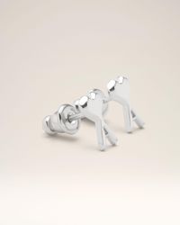 Ami Paris - Ami De Coeur Ohrringe Aus Silberfarbenem Messing Mit Gehämmerter Oberfläche Grau - Lyst