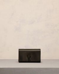 Ami Paris - Voulez-Vous Portemonnaie Aus Schwarzem Glattleder Mit Riemen - Lyst