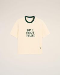 Ami Paris - Ecru Printed Cotton "Don'T Forget To Love" T-Shirt - Lyst