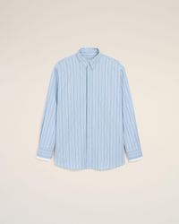 Ami Paris - Large Striped Cotton Shirt With Removable Collar - Lyst