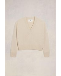Ami Paris - Cropped V Neck Sweater - Lyst