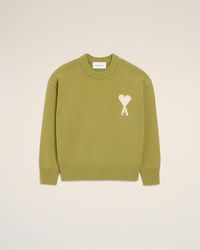 Ami Paris - Wool And Cotton Crewneck Ami De Coeur Sweater - Lyst