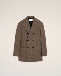 Ami Paris - Double Breasted Houndstooth Wool Blazer - Lyst