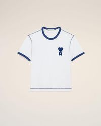 Ami Paris - Cotton Ami De Coeur Knitted Patch T-Shirt - Lyst