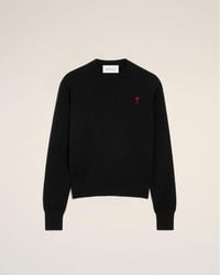 Ami Paris - Crewneck Wool Sweater With Ami De Coeur - Lyst