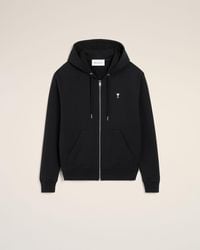 Ami Paris - Cotton Ami De Coeur Zipped Hoodie - Lyst