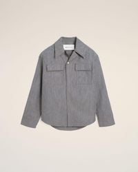 Ami Paris - Striped Cotton Camp Collar Overshirt - Lyst