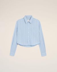 Ami Paris - Striped Cotton Cropped Shirt - Lyst