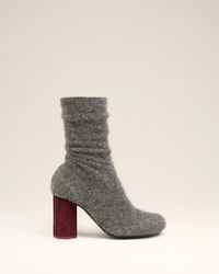 Ami Paris - Piano Stiefeletten Aus Schwarzem Mohairstrick Grau - Lyst