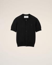 Ami Paris - Wool Short-Sleeve Cardigan With Ami De Coeur - Lyst