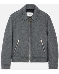 AMI Boxy Jacket With Zipped Pockets - Gray