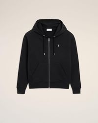 Ami Paris - Cotton Ami De Coeur Zipped Hoodie - Lyst