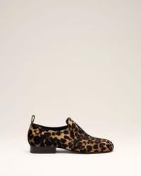 Ami Paris - Leopard Printed Flat Cowhide Leather Shoes - Lyst