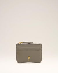 Ami Paris - Glazed Leather Paris Paris Zipped Card Holder - Lyst