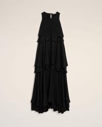 Ami Paris - Blended Silk Long Dress With Ruffles - Lyst