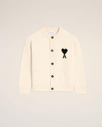 Ami Paris - Wool Ami De Coeur Cardigan - Lyst