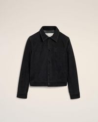 Ami Paris - Suede Leather Jacket With Embossed Ami De Coeur - Lyst