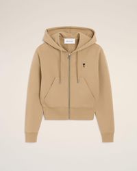 Ami Paris - Zipped Cotton Hoodie With Ami De Coeur - Lyst