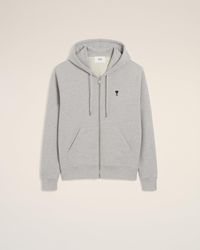 Ami Paris - Cotton Zipped Ami De Coeur Hoodie - Lyst