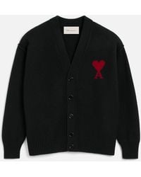 Ami Paris - Wool Cardigan With Ami De Coeur - Lyst
