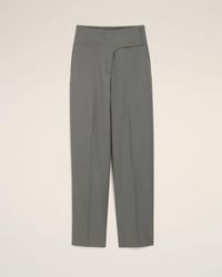 Ami Paris - Pantalon Gris A Ceinture Portefeuille En Laine Vierge - Lyst
