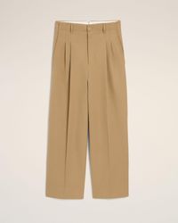Ami Paris - High-Waisted Carrot-Fit Cotton And Linen Trousers - Lyst