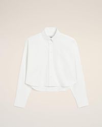 Ami Paris - Cotton Cropped Embossed Ami De Coeur Shirt - Lyst