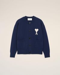 Ami Paris - Wool Crewneck Ami De Coeur Cardigan - Lyst