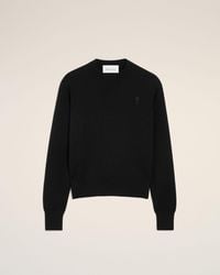 Ami Paris - Wool Crewneck Sweater With Contrasted Ami De Coeur - Lyst