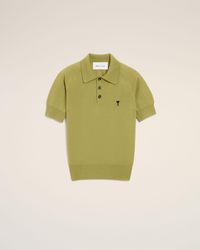 Ami Paris - Wool Short Sleeves Ami De Coeur Polo - Lyst