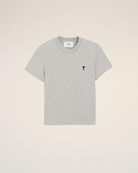Ami Paris - Gekürztes Ami De Coeur T-Shirt Aus Grauer Baumwolle Grau - Lyst