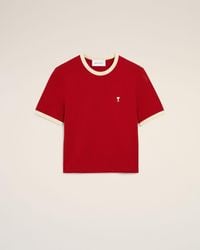 Ami Paris - Contrasted Cotton T-Shirt With Ami De Coeur - Lyst