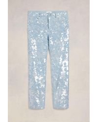 Ami Paris - Embroidered Straight Fit Jeans - Lyst