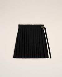 Ami Paris - Wool Twill Short Pleated Skirt - Lyst
