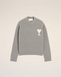 Ami Paris - Ami De Coeur Pullover Aus Grauem Alpaka Grau - Lyst